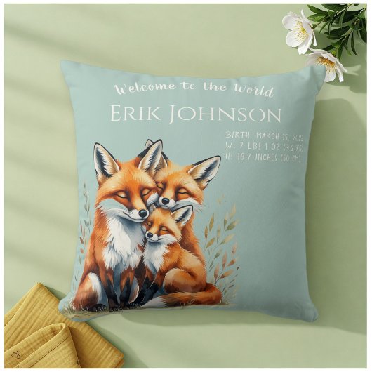Coussin Welcome to the World - Personalized Birth Pillow
