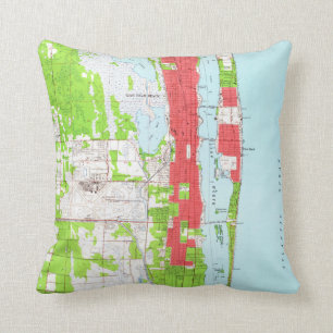 Coussin West Palm Beach vintage et Palm Beach FL Map