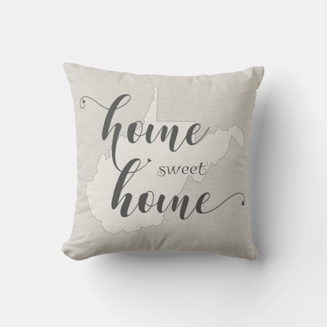 Coussin West Virginia - Home Sweet Home burlap look (Recto)