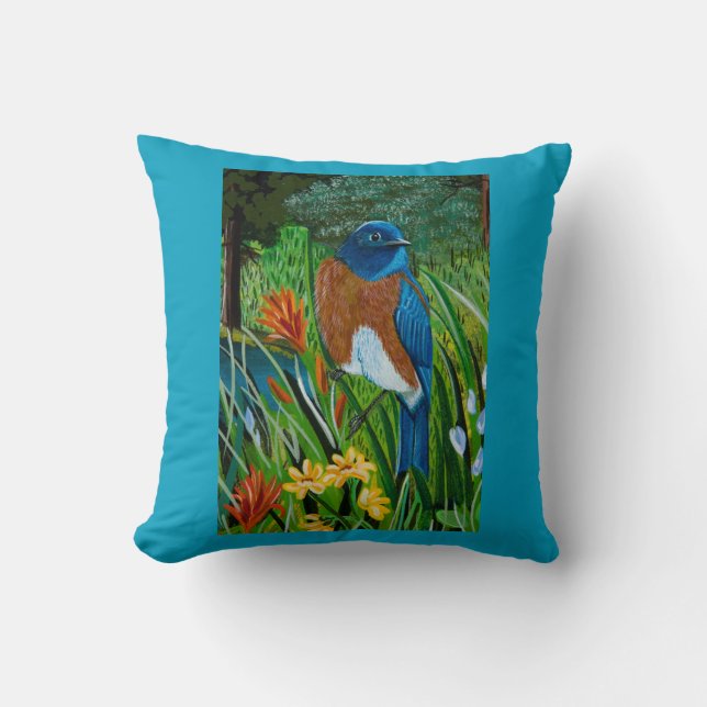Coussin Western Bluebird (Recto)