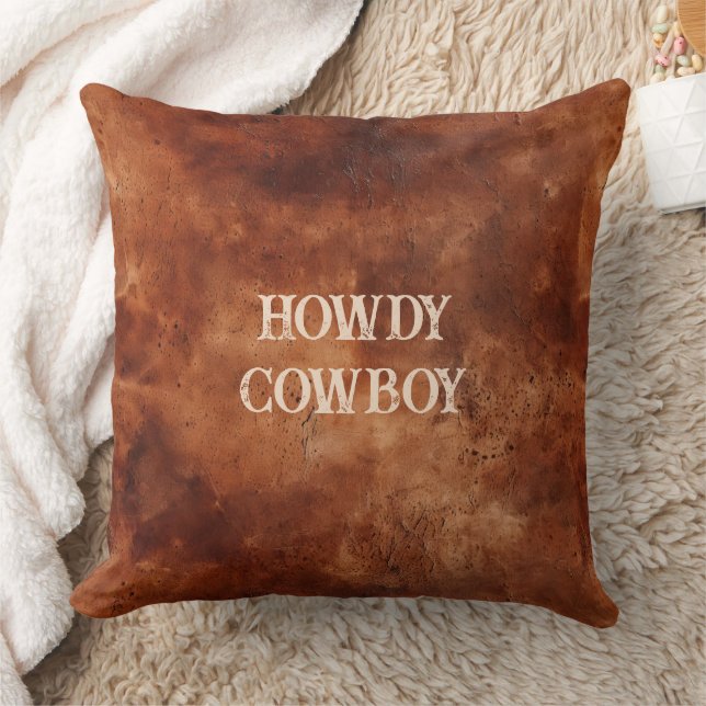 Coussin Western Brown Howdy Cowboy Brown (Couverture)