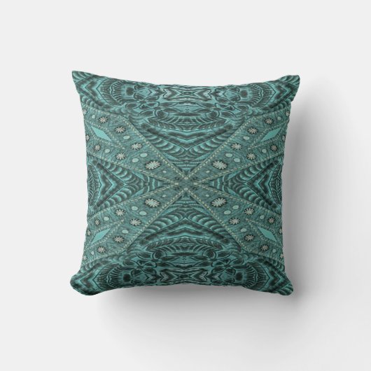 Coussin Western Country mode Turquoise Cuir Turquoise (Recto)