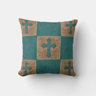 Coussin Western Cowboy Cross Faux Leather Print