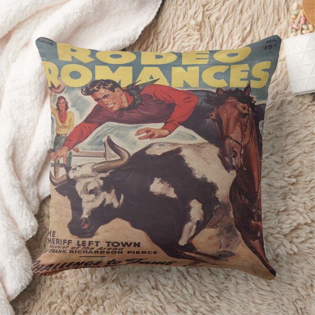 Coussin Western Rodeo Cowboy Steer Lutte Rodéo Romance (Couverture)