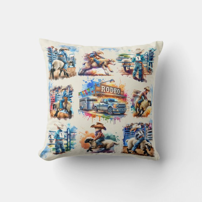 Coussin Western Rodeo Kids Mutton Scènes de broutage (Recto)