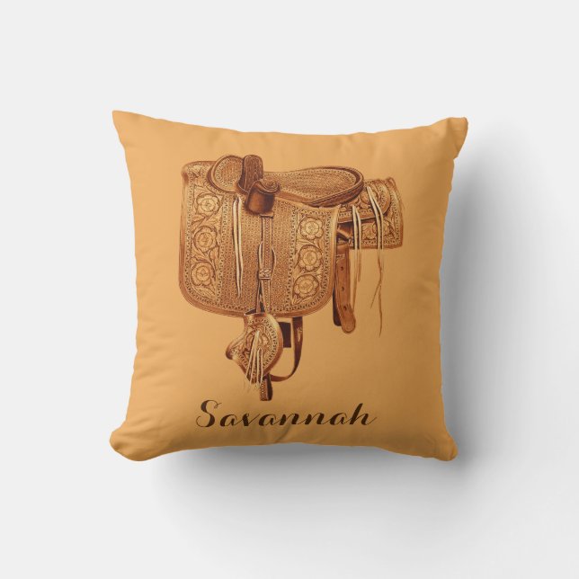 Coussin Western, Saddle, Femme, Équitation, Fête des Mères (Recto)