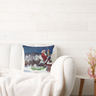 Coussin Weyeth - Père Noël livre des livres pour Noël