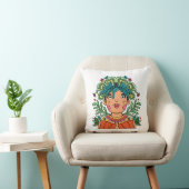 Coussin Whimsical Art Girl with Floral Crown (Chaise)