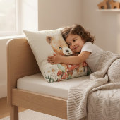 Coussin Whimsical Bear Mushroom Watercolor Childrens Room