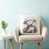 Coussin Whimsical Cute Knitting Sheep (Chaise)