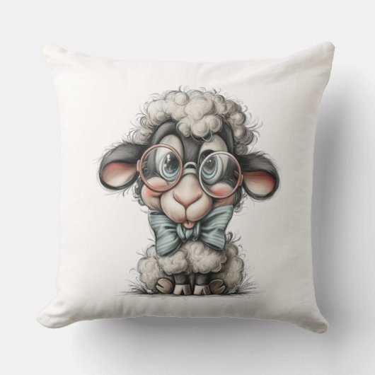 Coussin Whimsical Cute Sheep (Recto)