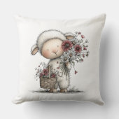 Coussin Whimsical Cute Watercolor Sheep (Recto)