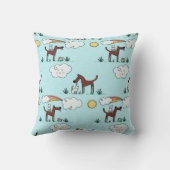 Coussin Whimsical Dog and Horse Pattern Throw Pillow - Cut (Verso)
