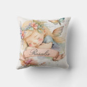 Coussin Whimsical Floral Sweet Dreams Sleeping Fairy Girl (Verso)