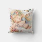 Coussin Whimsical Floral Sweet Dreams Sleeping Fairy Girl (Recto)