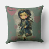 Coussin Whimsical Kawaii Fairy Tale Girl (Verso)