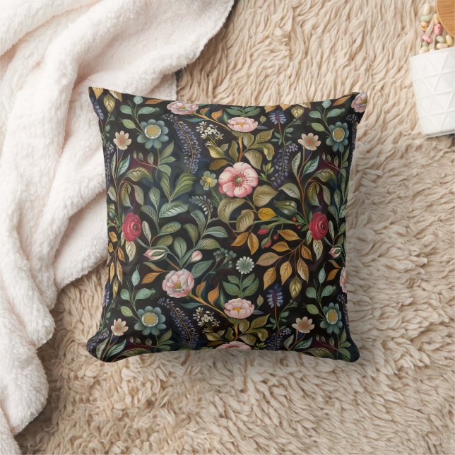 Coussin Whimsical Moody Maximalist Dark Floral Botanical (Couverture)