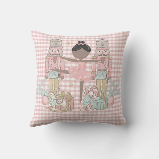 Coussin Whimsical Nutcracker Pastel Pink Christmas Ballet  (Verso)
