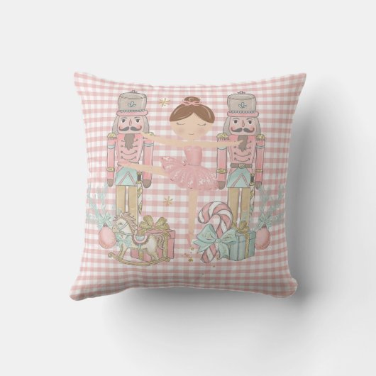 Coussin Whimsical Nutcracker Pastel Pink Christmas Ballet  (Verso)