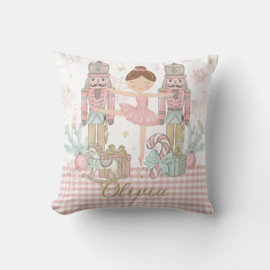 Coussin Whimsical Nutcracker Pastel Pink Christmas Ballet  (Recto)