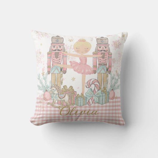 Coussin Whimsical Nutcracker Pastel Pink Christmas Ballet  (Recto)