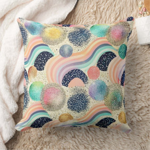 Coussin Whimsical Pastel Rainbow Waves & Parties scintilla