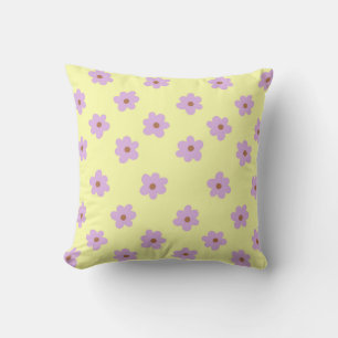 Coussin Whimsical Purple & Jaune Floral Retro, Gai,