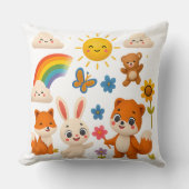 Coussin Whimsical Rainbow Animals Decorative Pillow (Recto)