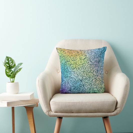 Coussin Whimsical Rainbow Motif Abstrait coloré (Chaise)