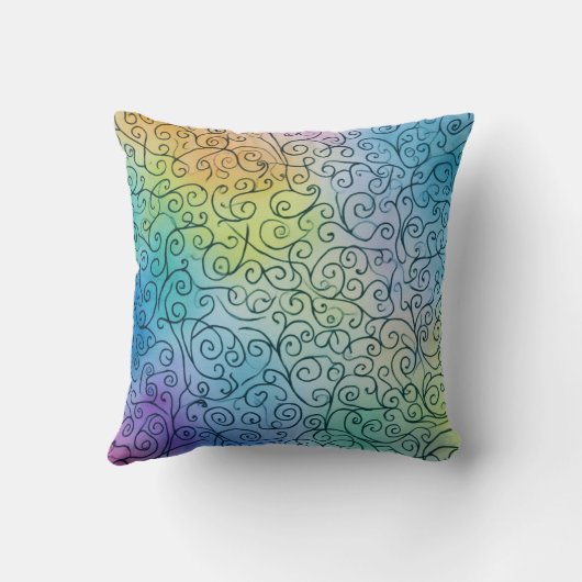 Coussin Whimsical Rainbow Motif Abstrait coloré (Verso)