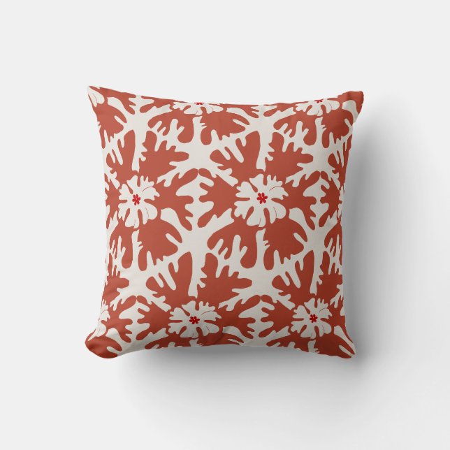 Coussin Whimsical Rouge & Beige moderne Star de Noël (Recto)
