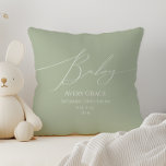 Coussin Whimsical Sage Green Baby Détails<br><div class="desc">Présentant notre sauge géant détails jetez l'oreiller, parfait pour votre simple fête de sauce moderne toute saison de l'année! Ce coussin à l'ambiance boho-chic et neutre, à la calligraphie élégante et au design minimaliste délicat, est idéal pour les filles comme pour les garçons. De plus, il est modifiable, de sorte...</div>