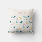 Coussin Whimsical Scandi Bird Pattern Personalized Nursery (Recto)