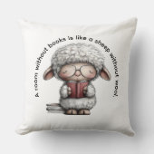 Coussin Whimsical Sheep Reading a Book (Recto)