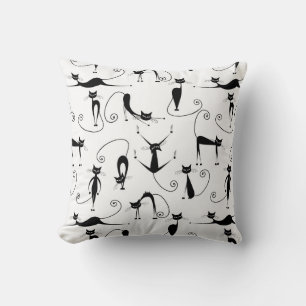 Coussin Whimsical Skinny Motif de chat noir