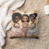 Coussin Whimsical Tea Party African American Girls (Couverture)