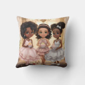 Coussin Whimsical Tea Party African American Girls (Verso)