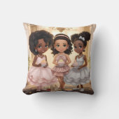 Coussin Whimsical Tea Party African American Girls (Recto)