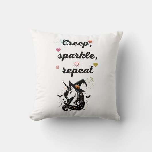 Coussin Whimsical Unicorn Line Art – "Creeper, Sparkle, Re (Recto)