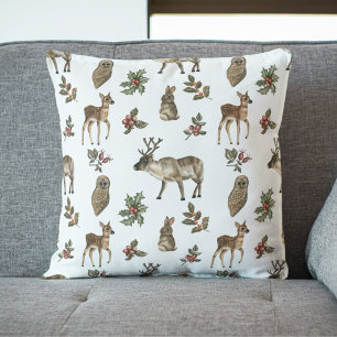 Coussin Whimsical Woodland Forest Animaux Motif de verdure
