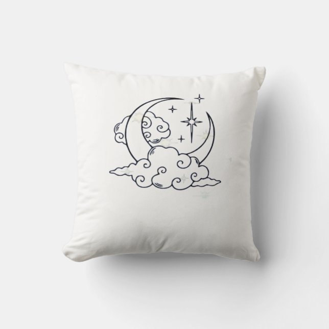 Coussin Whimsigoth Nuages Lune Witchy Classic (Recto)