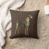 Coussin Whippet throw cushion. Whippet on tweed/tartan (Couverture)