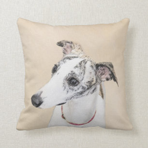 Coussin Whippet, whippet anglais, rupture, blanc, brindle,
