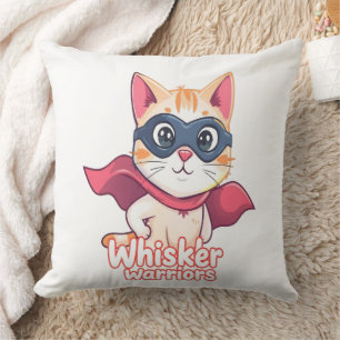 Coussin Whisker Warriors - Pastel Hero Cat