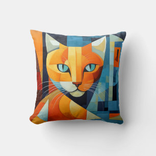 Coussin Whiskers Abstraits : Chat orange