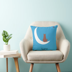 Coussin "Whiskers sous la lune" Silhouette minimaliste de