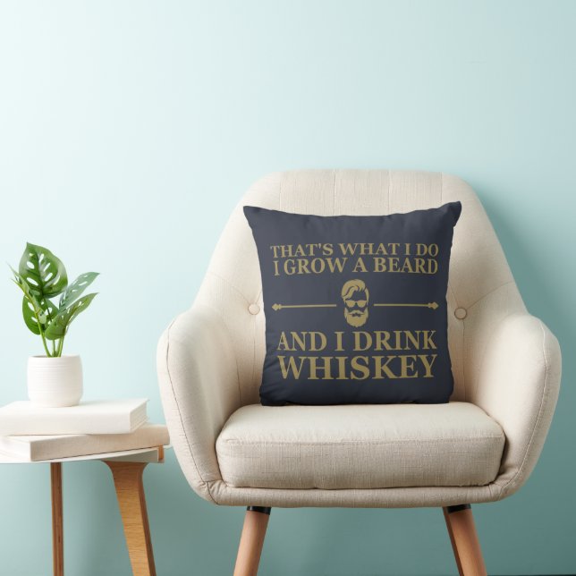 Coussin Whiskey cite avec de drôles de mots barbus (Chaise)