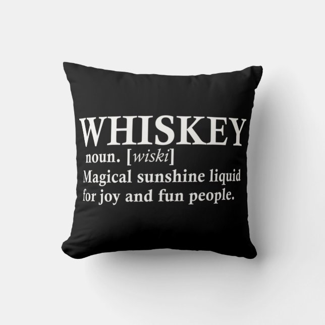 Coussin Whiskey, définition citations amusantes pour boire (Recto)