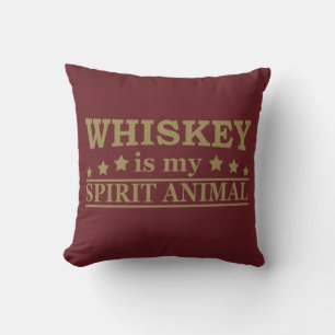 Coussin Whiskey est mon animal d'esprit drôle de dire alco