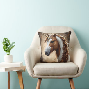 Coussin Whispers De L'Imaginaire Brown Et Blanc Unicorn,